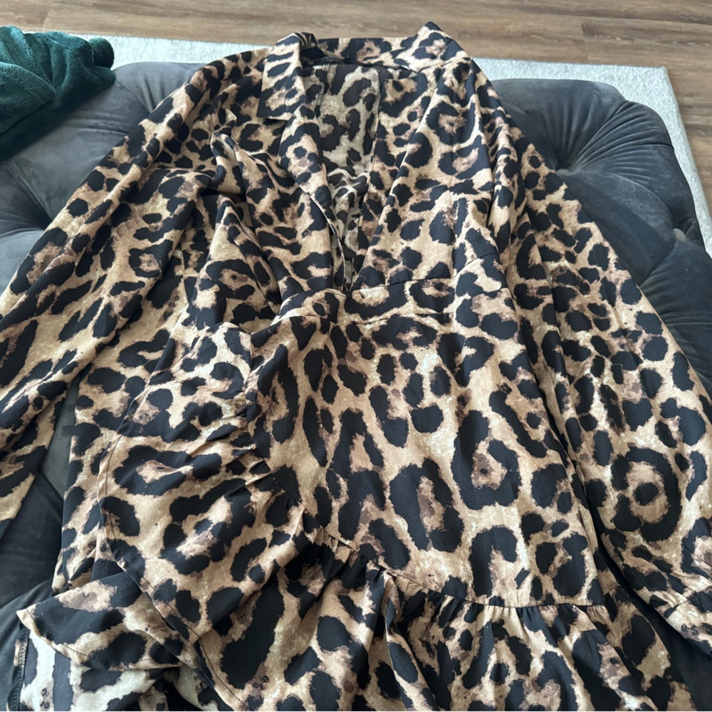 Leopard side tie dress